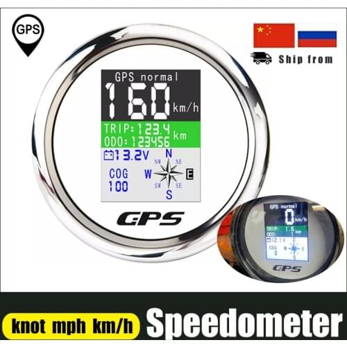 85mm GPS Speedometer For Boat Car Motor Yacht With GPS Antenna TFT Screen Waterproof Odometer Adjustable Trip ODO COG Voltmeter