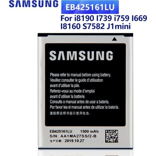 SAMSUNG Original Battery EB425161LU For Samsung S7560 S7562 S7566 S7568 S7572 S7580 I669 I739 i759 i8190 I8160 J1mini Ace 2
