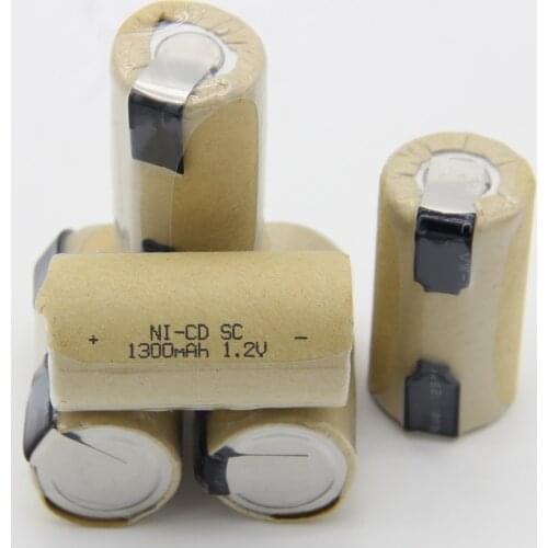 SC batteries 1300mAh rechargeable NICD sub C battery akkus 1.2V akkumulator flat top welding tabs soldering tape nickel sheets