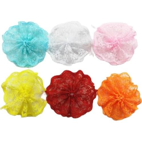 4cm 60pcs/lot DIY handmade lace fabric flower applique for children Headwear and clothing accessories