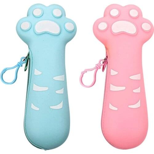 Large Capacity Pencil Case Kawaii Zipper Eggplant Peas Bean Pod Corn Shaped Creative Silicone Student Pen Storage Bag Organizer
