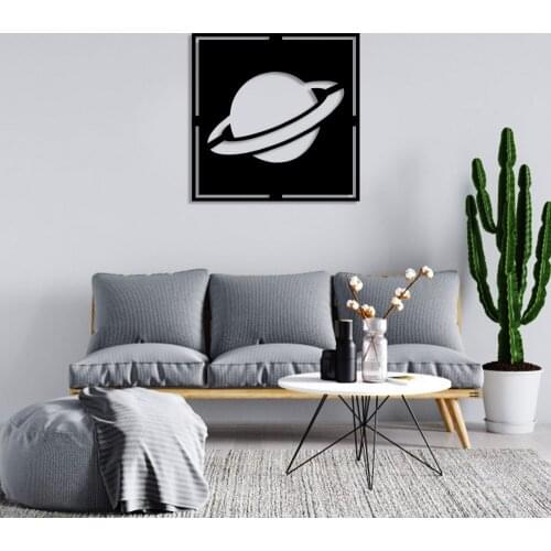Geometric Saturn Planet And Its Moons Wall Home Accessory Wooden Table 50x50cm
