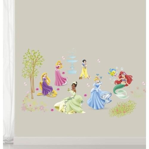 Disney Snow White Rapunzel Ariel Princess Wall Stickers For Kids Room Home Decor Diy Cartoon Anime Mural Art Girls Wall Decals