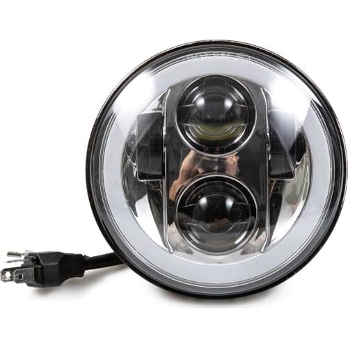 5-3/4" Projector Moto Headlight High Low beam with White DRL For Indian Scout for Sportster Wide Glide XL1200 Street 750 Iron