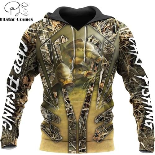 Carp Fishing Camo 3D All Over Printed Mens Autumn Hoodie Sweatshirt Unisex Streetwear Casual Zip Jacket Pullover KJ586