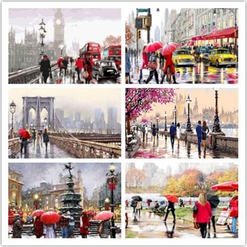 City people Painting By Numbers Still Life Picture Coloring By Numbers Adults Diy Canvas Drawing Decor Home
