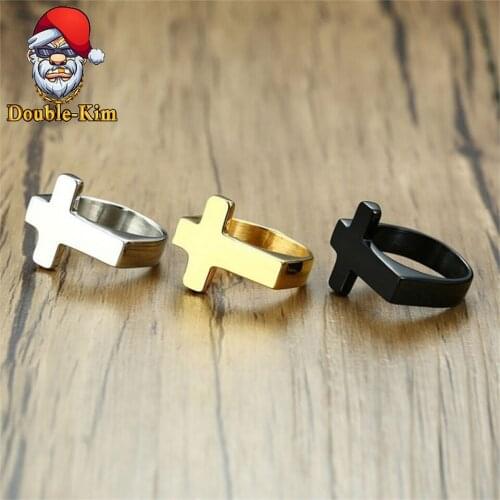 Jesus Cross Ring Titanium Stainless Steel Material Hip-Hop RAP Street Culture Silver Color Fashion Man Jewelry Exquisite Gift