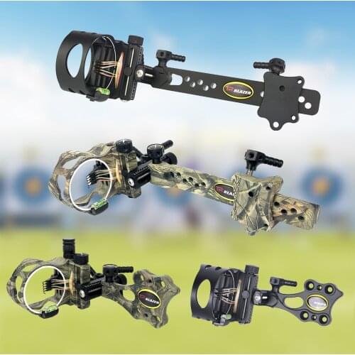 TRBLAZER Archery-Sight Compound Bow 5 Pins Sight Long Pole Micro-Adjustable Camouflage and Black for Hunting