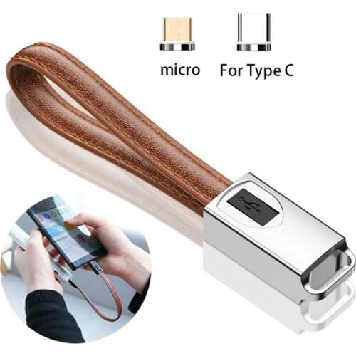 Mini Leather Keychain USB Cable For xiaomi Samsung S9 S8 For Type C Micro USB Phone Cables Fast Charging Data Sync USB C Cable