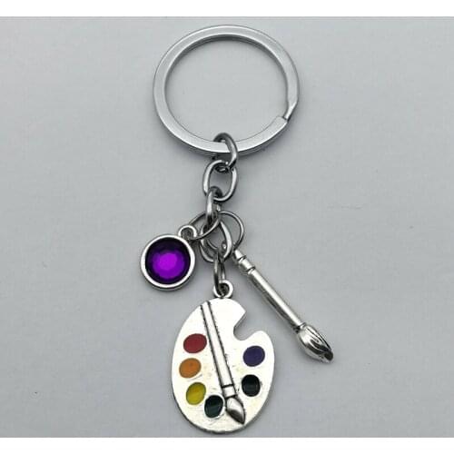 2020 Creative Painters Tools-Palette & Brush Keychain Christmas stone Jewelry Pendant Key Chain Ring DIY Fit Painters gift