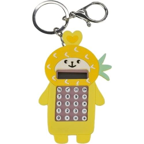 Mini Calculator Cute Fruit Keychain Bag Decoration Pendant Car Key Ring Jewelry Student Gift Kids Toys