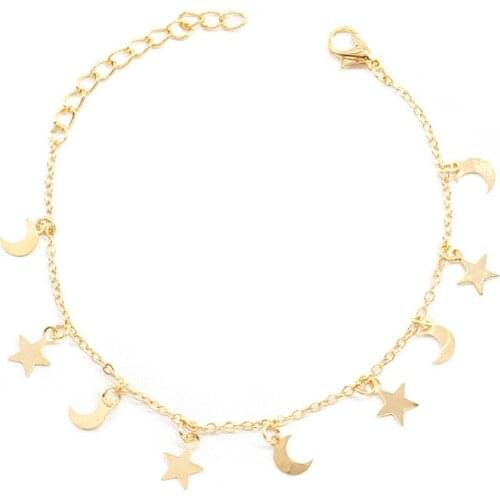 1pc Fashion Moon Star Bracelets Rope Chain Street Style Girls Friendship Hand Charm Bracelet Lucky For Couple Women Jewelry Gift