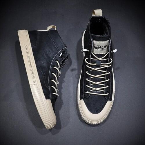 Mens Ankle Boots Skateboard Vulcanized Shoes Comfortable Soft-Sole Shoes Breathable Spring Autumn Lace Up Men Sneakers Flats