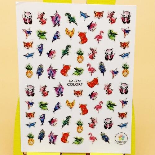 3D Stickers for Nails Geometric Cute Dinosaur Design Nails Art Decoration Manicure Sticker Decals Slider Nail Foil Accessories