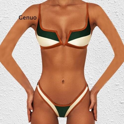 New Sexy Thong Bikini Female Swimsuit Women Swimwear Two-pieces Bikini Set Bather Splicing Bathing Suit Swim Wear