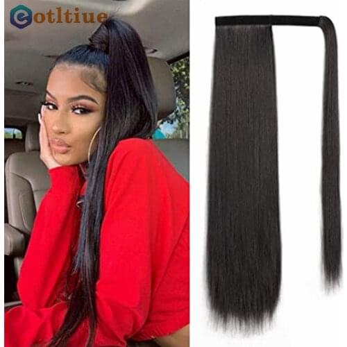 Wrap Around Long Straight Ponytail Human Hair Remy Hair Extensions Malaysia Hair Extensions Clip Ins Natural Color Hairpiece