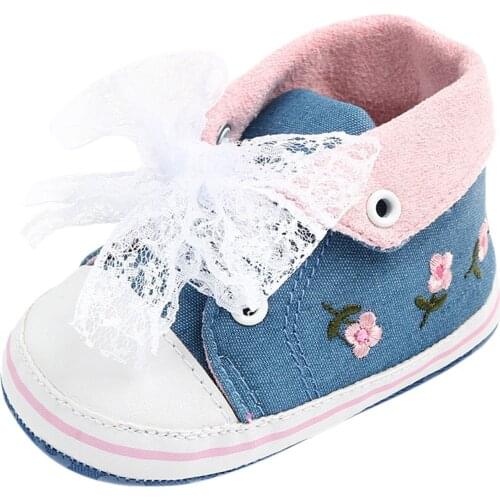 Kids Shoes Baby Girls Lace Floral Embroidered Non-Slip Rubber Walking Shoes First Sneaker Toddler shoes buty dla dziewczynki