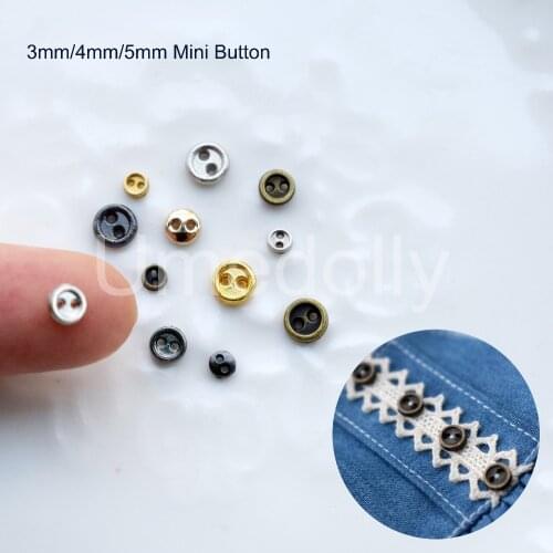 30pcs Metal Mini 3mm 4mm 5mm Buttons DIY Doll Clothes Round Sewing Button 1/6 BJD Barbies Blyth Doll Clothing Accessories