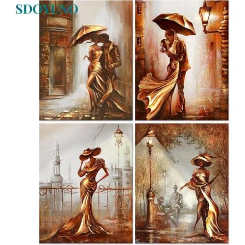 SDOYUNO DIY Oil Painting By Numbers Golden Women 60x75cm Paint By Numbers On Canvas Figure Frameless Handpaint Home Decor
