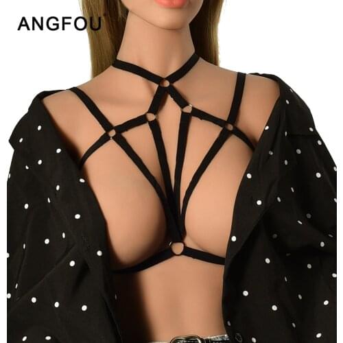 Sexy Women Lingerie Cupless Bra Erotic Strappy Top Elastic Body Strap Underwear Black Rope bra Females Lingerie Bra