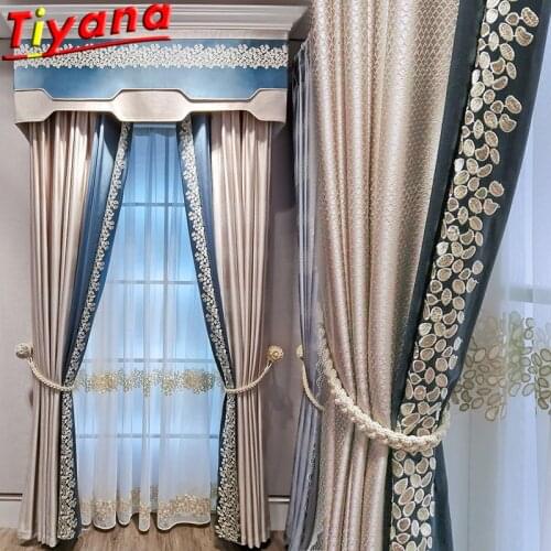 Sequins Embroidered Curtains for Living Room Luxury Champagne/Golden Pearls Blackout Curtains for Bedroom#35