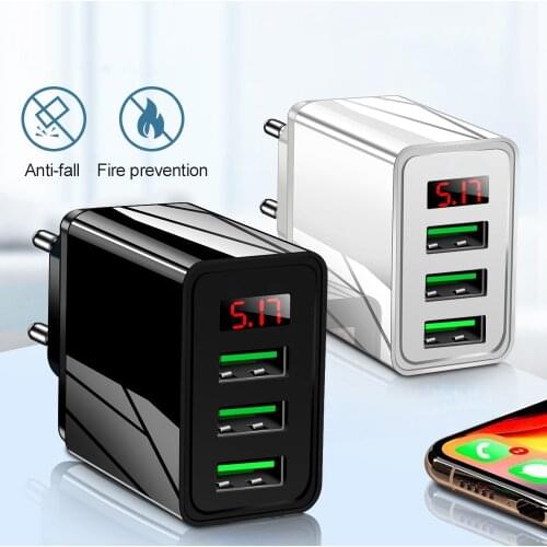 Quick Charge 3.0 LED Display 3 USB Charger 3A Fast Charging For iPhone 11 Charger Adapter Mobile Phone Chargers For Samsung S10