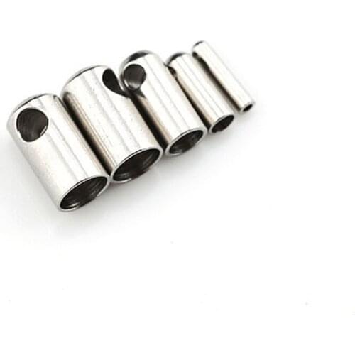 20PCS/lot Stainless Steel 1.5/2/2.5/3/4/5mm Hole Size Tube Clasps Fit Leather Bracelets Connector DIY Jewelry Making Findings