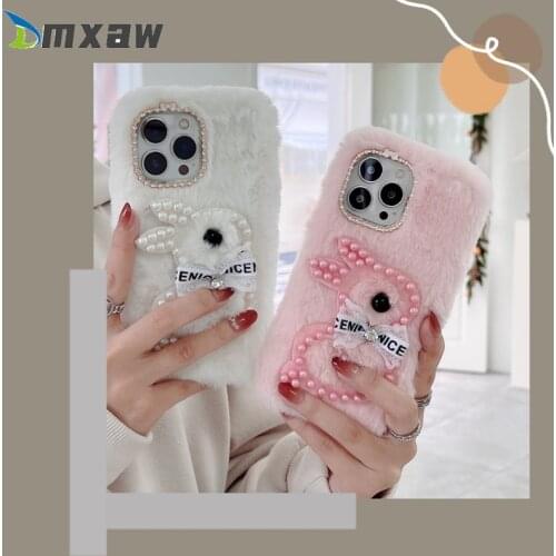 Warm Bear Wrist strap Case for OPPO A93 A72 A73 5G A53 2020 A53S A92S A92 A72 4G A52 F3 F1 Plus Fashion Case Furry fluffy Case