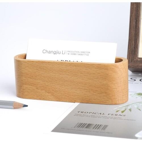 2021 1 Pcs Business Card Holder&Note Holder Display Device Card Stand Holder Wooden Desk Organizer Office Accessories 11.5x3x4cm