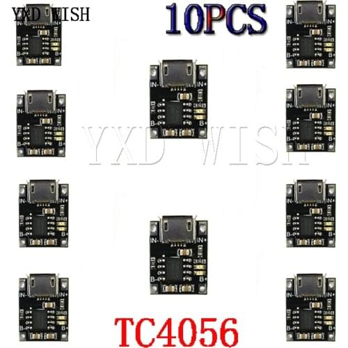 10PCS Single Cell Lithium Battery Charging Charger Module 1A 5V-6V 4.2V TC4056 TC4056A Micro USB Power Supply Board TP4056