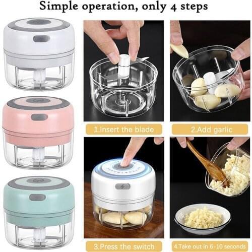 100ml Electric Garlic Masher Sturdy Durable Mini Crusher Chopper USB Charging For Crushed Garlic Crushed Ginger Crushed Chili