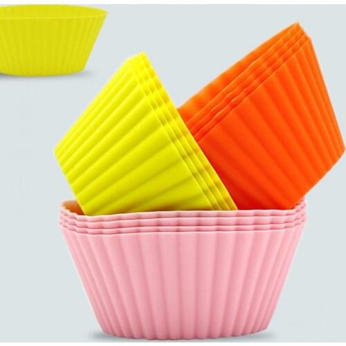 12Pcs Disposable No Odor Eco-friendly Muffin Cup Mold Silicone Greaseproof Muffin Cake Mold Kitchen DIY Tool Supplies