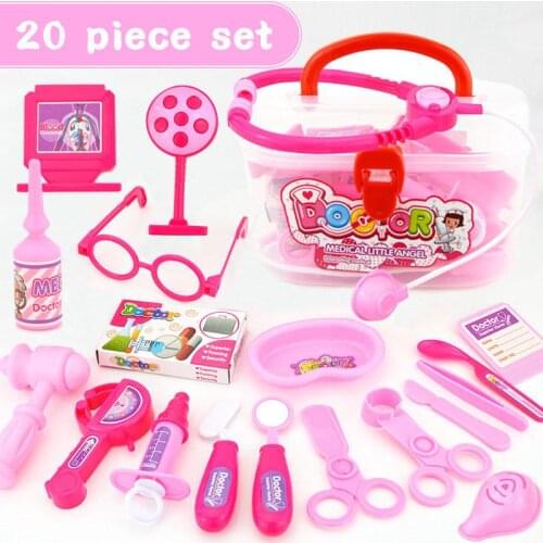 20pcs Childrens Family Doctor Toy Cos Simulation Role Play Simulation Nurse Injection Stethoscope Medicine Box Toy Set Gift