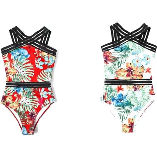 2021 Personality Plant Printed Piece Swimsuit Womens Sexy Backless One Piece Bikini Swimwear Beach Vacation Bathing Suit