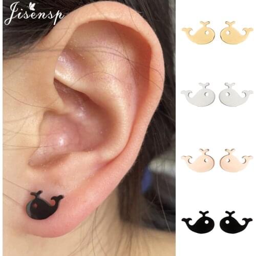 2021 Korean Stainless Steel Earings Lovely Animal Whale Stud Earrings for Women Kids Everyday Jewelry Small Fish Earing Brincos