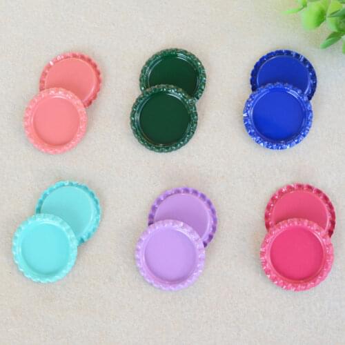 25Pcs Bottle Caps Both Side Necklace Jewelry Accessories Without Hole 25mm Colored Round Flattened DIY Hairbow Crafts