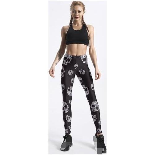 30pcs/lot fedex fast Women Skull Head 3D Printed Legging Slim Elastic Plus Size skull legging