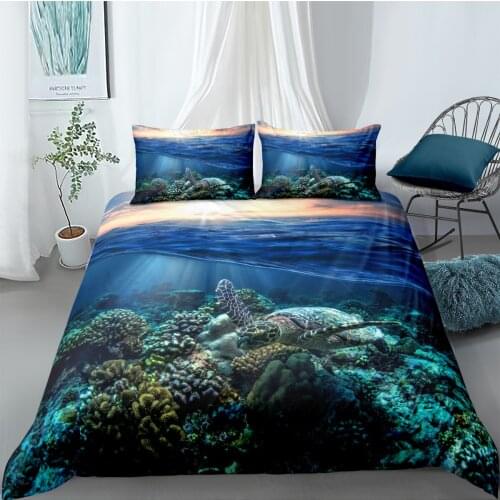 3D Duvet Cover Sets Blue Sea Turtle Quilt Covers Comforter Case Bedding Set King Queen Full Twin Double Single Size Bed Linens