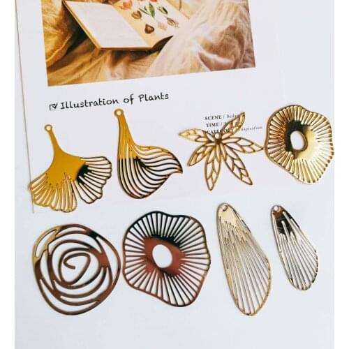 White K Gold Color Plated Simple Hollow Slice Eardrop Pendant Charms Jewelry Component Diy Handmade Material 4pcs