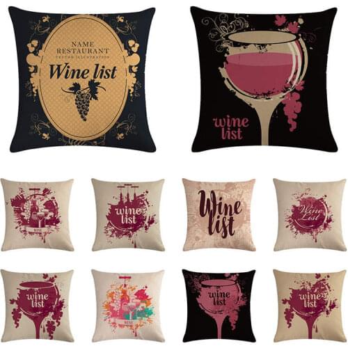 45x45cm grape string pattern cushion cover red wine cup pillow cover car chair sofa fashion home decoration