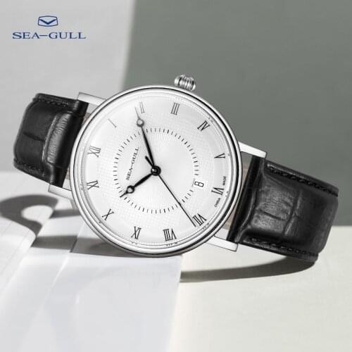 Seagull Watch Automatic Mechanical Watch Mens Business Watch Couple Watch Simple Calendar Watch Belt Waterproof Watch 6022