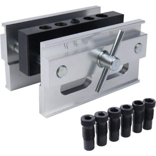 Woodworking Self-Centering Doweling Jig Kit Drill Guide Set With 1/4'' 3/8'' 5/16'' Drill Bushings Hole Jig Puncher Locator Tool