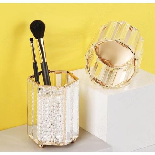 European Glass Storage Jar Gilded Bedroom Desktop Jewelry Organizer Creativity Cosmetic Container Home Decoration Ornaments