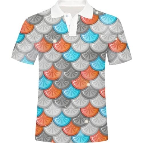 IFPD EU/US Size Men/womens Casual Polo T Shirt Funny Print Fish Scale 3D Shirts Homme Hiphop Streetwear Mermaid Plus Size 6XL