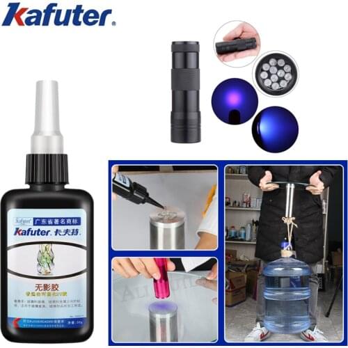 Kafuter Strong power UV Glue UV Curing Adhesive Transparent Crystal and Glass Adhesive for Acrylic metal glass with light 50ml