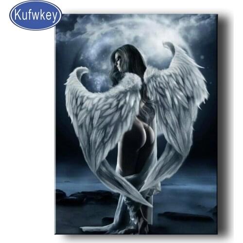 Angel Girl Moon Pictures Full Square Round 5D DIY Diamond Painting Embroidery Cross Stitch Needlework Mosaics Rhinestone Decor