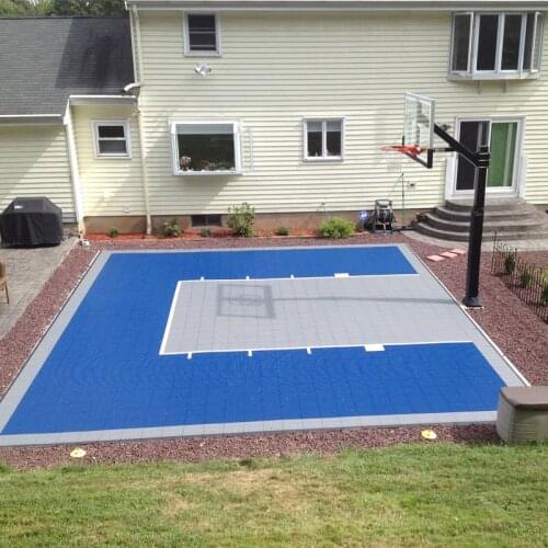 Beable Home Basketball Beautifully Backyard Sport Court 30.48*30.48cm In Tiles With Blue And Gray Lines