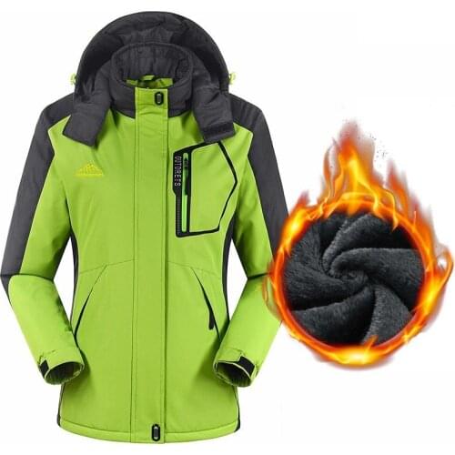 Womens Soft shell Jacket Outdoor Winter Skiing Thermal Jacket Waterproof Windproof Hooded Jacket Hiking Climbing Outdoor Jacket