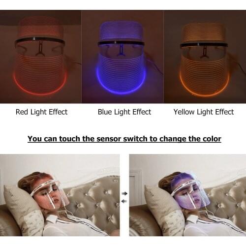 2020 3 Colors Photon Therapy LED Facial Mask Skin Instrument Light Rejuvenation Wrinkle Acne Removal Nutrition Lead In Skin Care