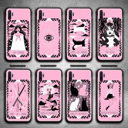 Lovely omens tarot pink Phone Case For Samsung Galaxy Note20 ultra 7 8 9 10 Plus lite M51 M21 M31 J8 2018 Prime